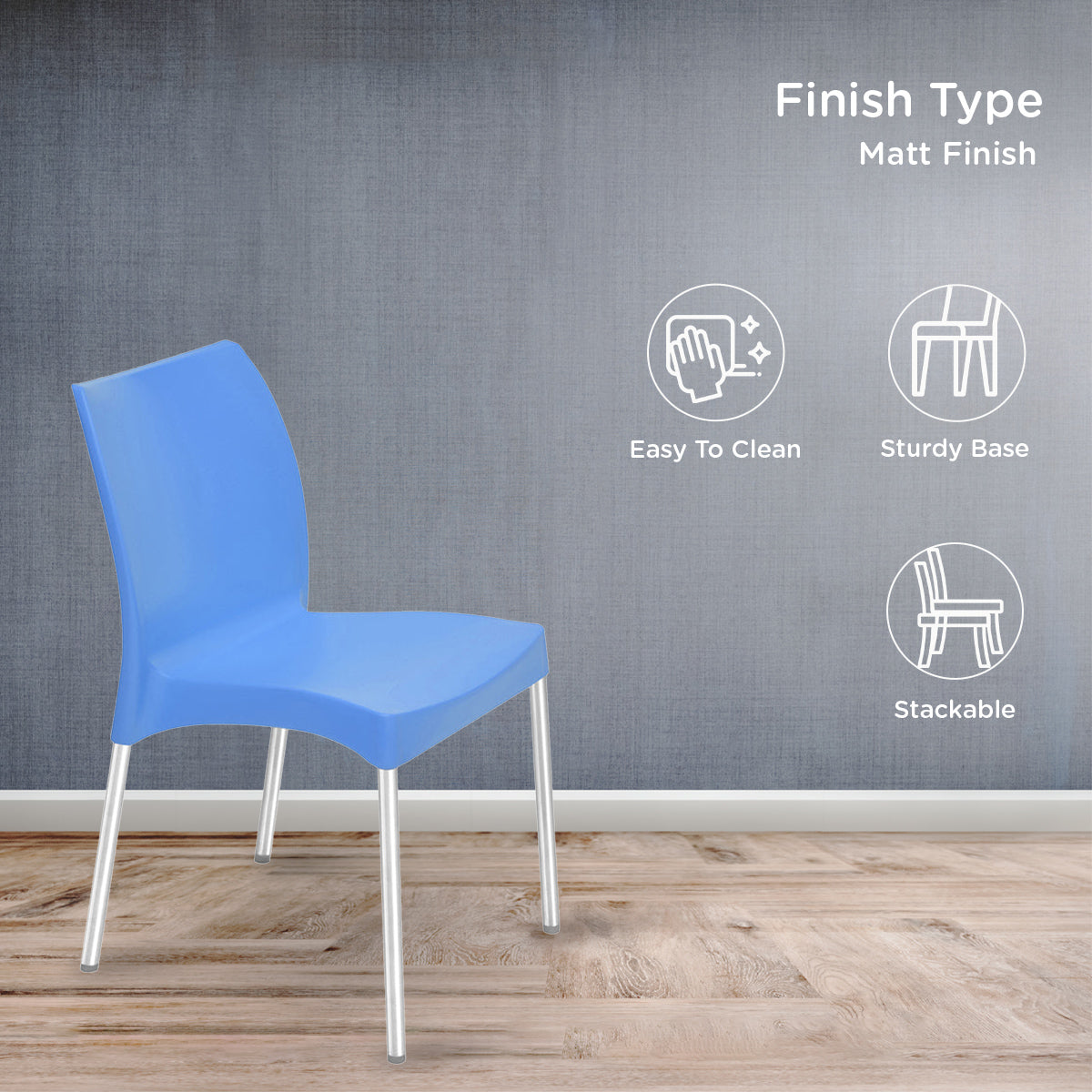 Nilkamal Novella 07 Plastic Armless Chair (Blue)