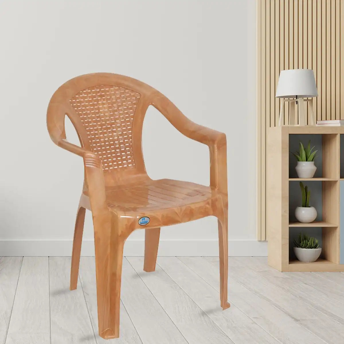Nilkamal CHR2061 Plastic Arm Chair (Pear Wood)
