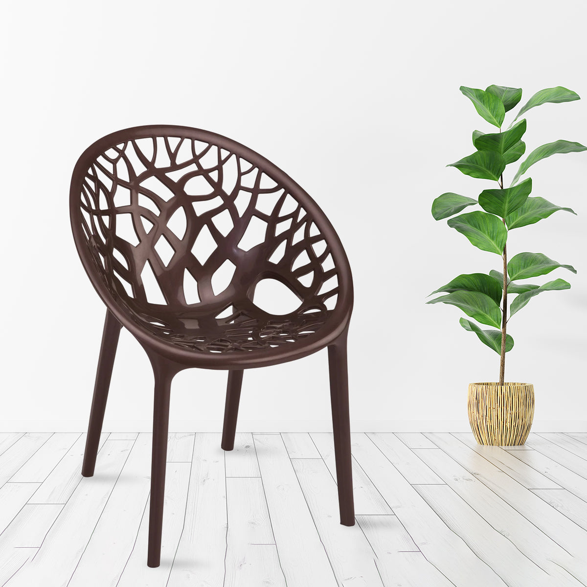 Nilkamal Crystal Polypropylene Premium Chair (Weather Brown)