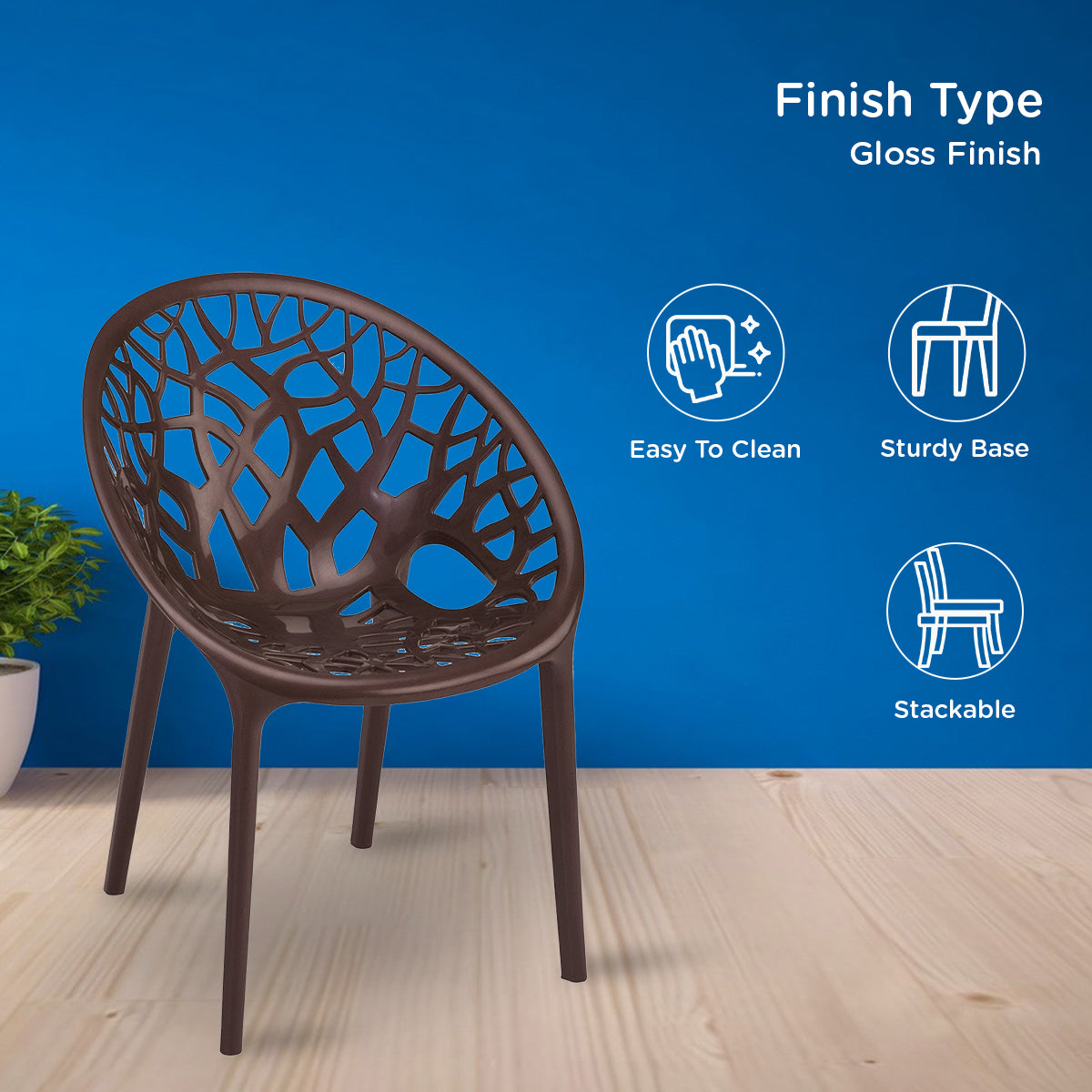 Nilkamal Crystal Polypropylene Premium Chair (Weather Brown)