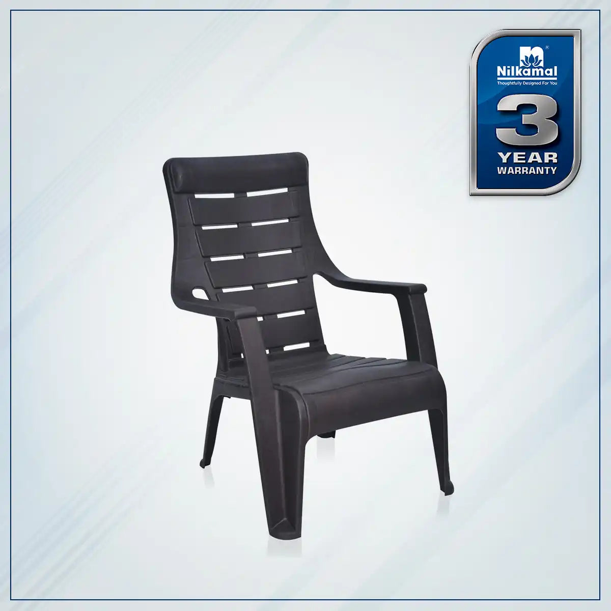 Nilkamal Sunday Plastic Arm Chair (Weather Brown)