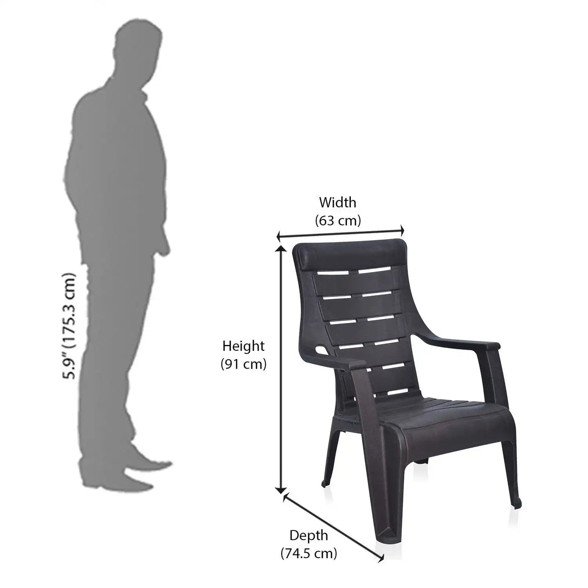 Nilkamal Sunday Plastic Arm Chair (Weather Brown)