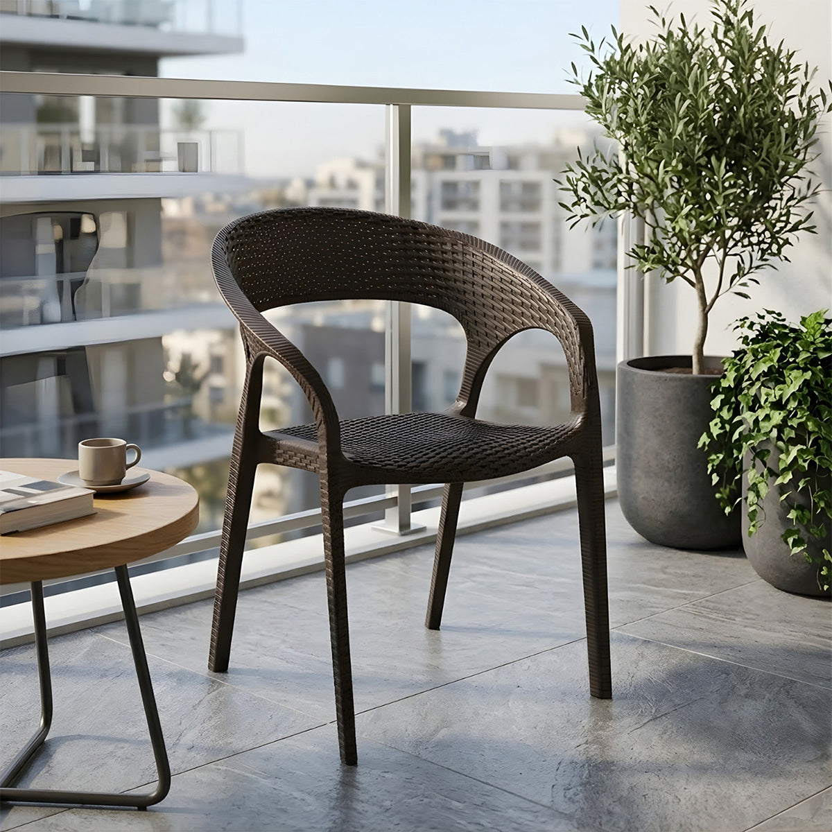 Nilkamal Club Plastic Arm Chair (Season Rust Brown)