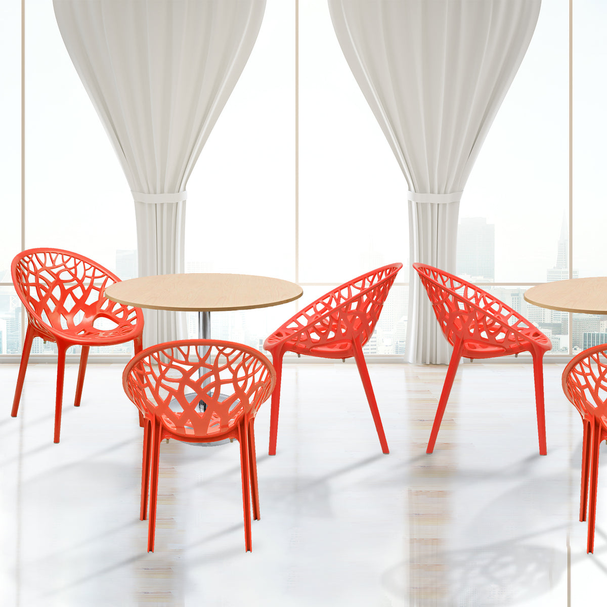 Nilkamal Crystal Polypropylene Premium Chair (Bright Red)