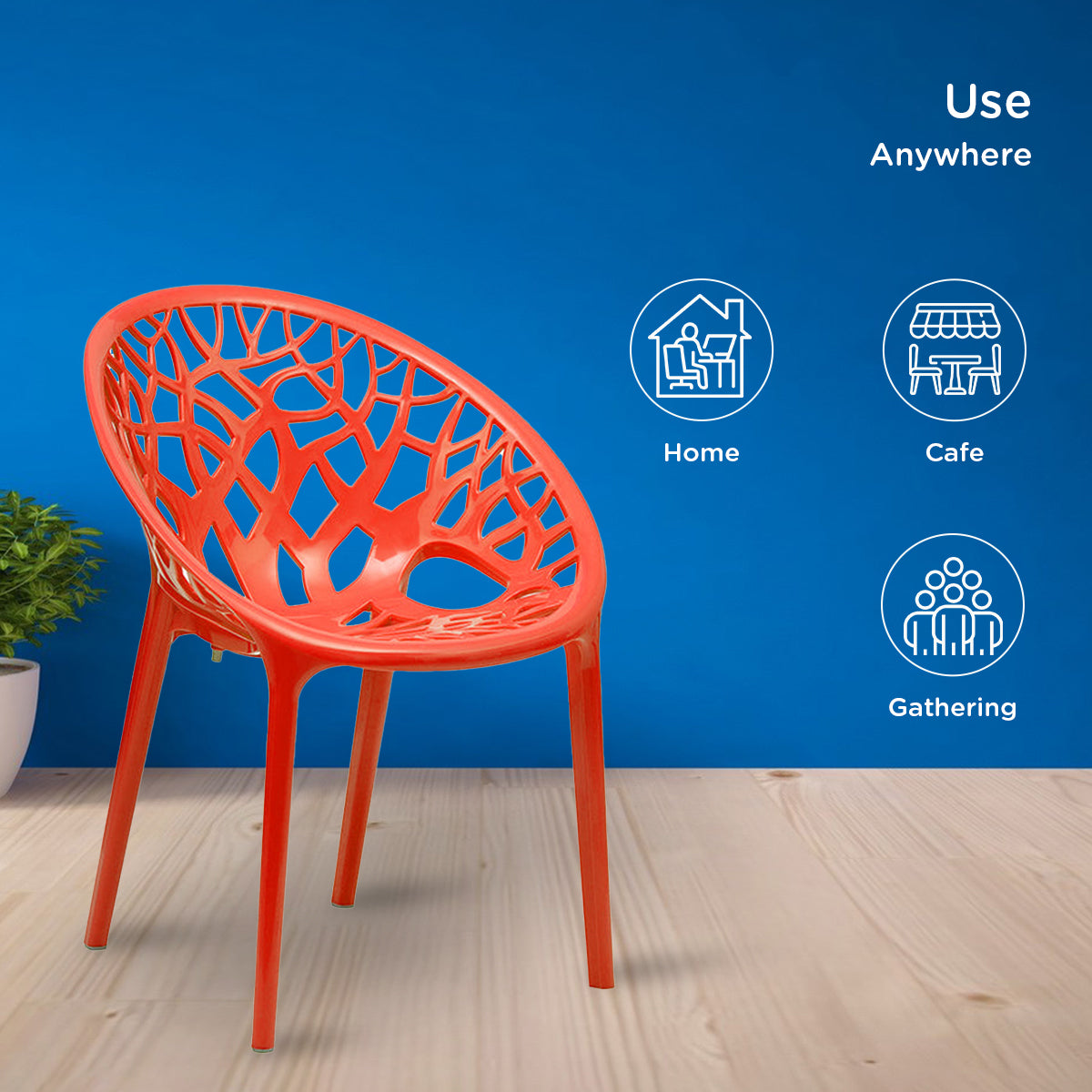 Nilkamal Crystal Polypropylene Premium Chair (Bright Red)