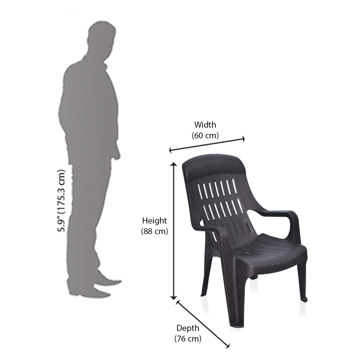 Nilkamal Weekender Plastic Arm Chair (Weathered Brown)