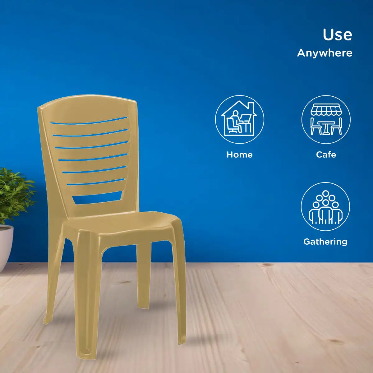 Nilkamal CHR4025 Plastic Armless Chair (Marble Beige)