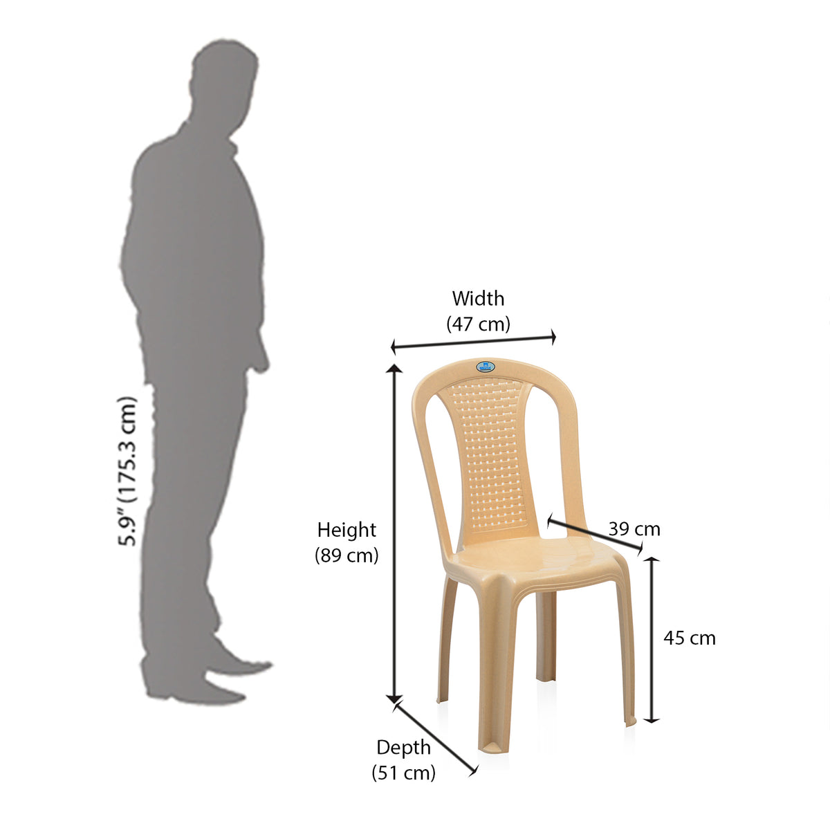 Nilkamal CHR4002 Plastic Armless Chair (Marble Beige)