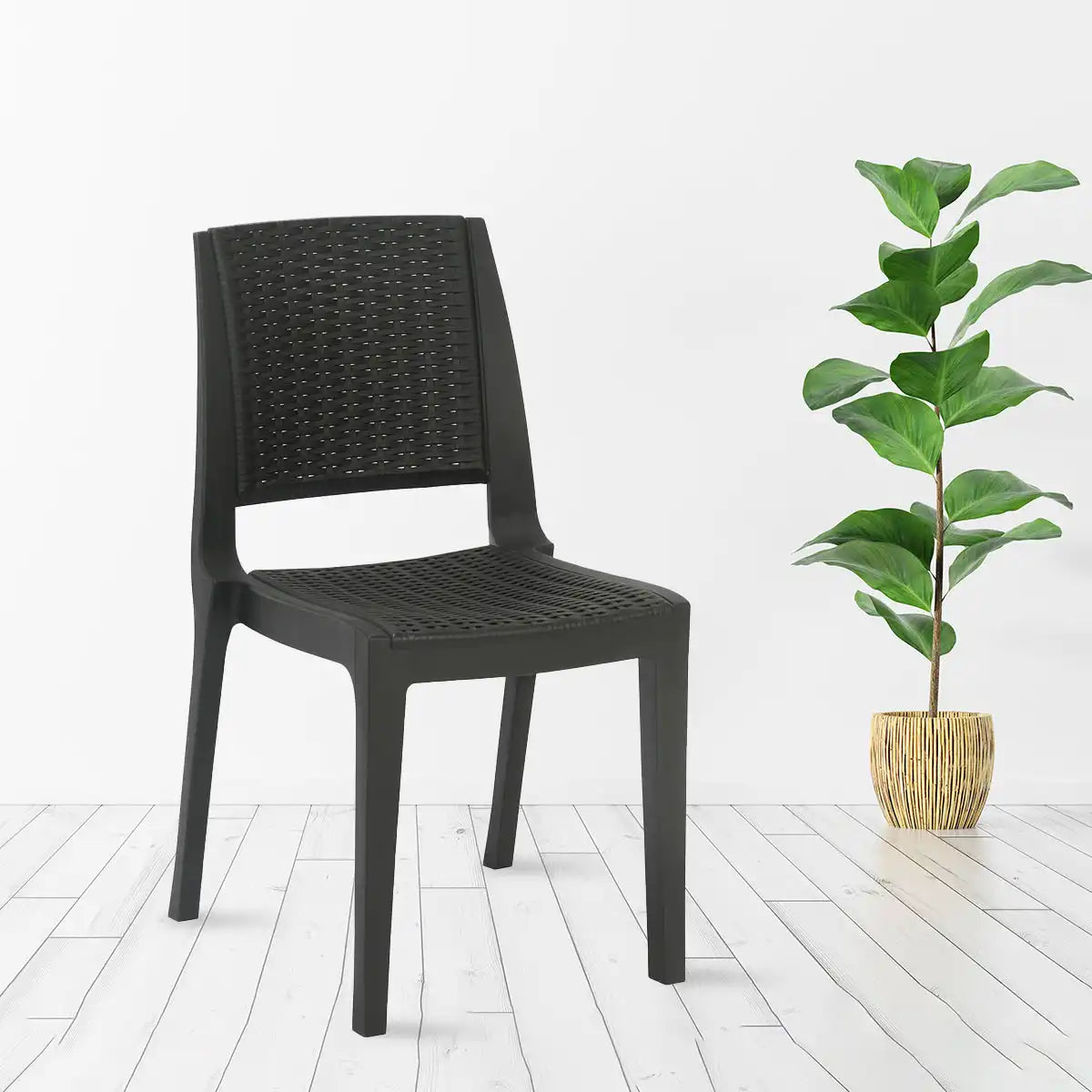 Nilkamal Enamora Plastic Armless Chair (Iron Black)