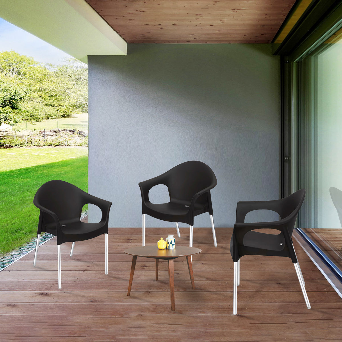 Nilkamal Novella 09 Plastic Arm Chair (Iron Black)