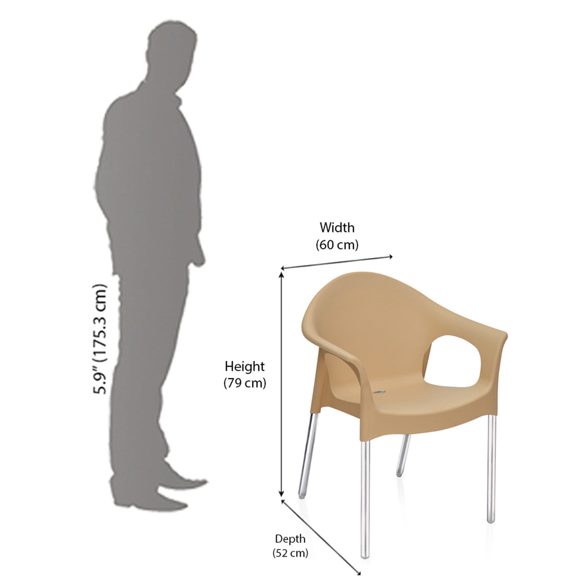 Nilkamal Novella 09 Plastic Arm Chair (Biscuit)