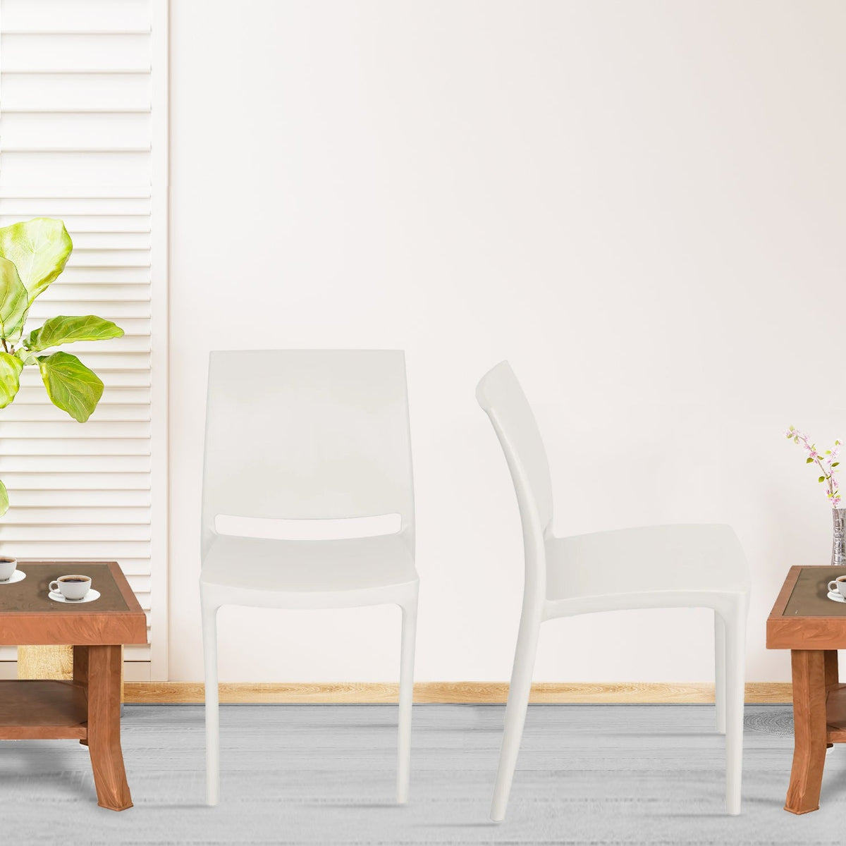 Nilkamal Novella 08 Plastic Armless Chair (Milky White)